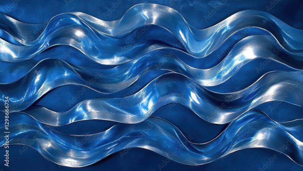 Aufkleber abstract waves of blue in motion with shiny texture creating a serene and fluid background design fo