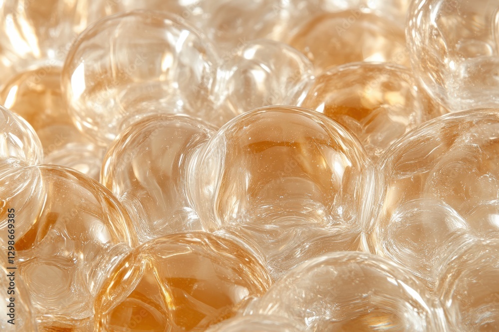 Aufkleber transparent glass spheres creating an abstract beige background