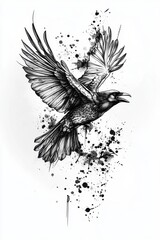 Fototapeta premium Black Crow Artistic Illustration
