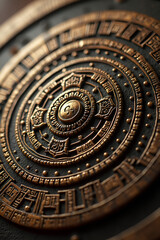 Fototapeta premium Ancient Ceremonial Medallion in Bronze with Mystical Symbols for Spiritual Display