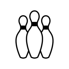 Fototapeta premium Outline Illustration of Three Bowling Pins in Black on White Background