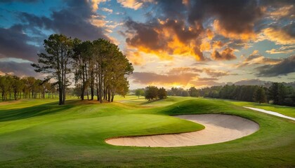 Obraz premium golf course at sunrise