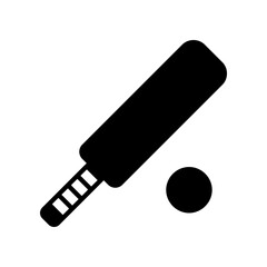 Black and White Outline of a Cricket Bat and Ball Minimal Design
