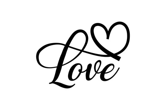 Elegant Calligraphic Love Heart Design Romantic Valentines Day Graphic