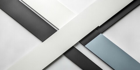 Abstract composition featuring intersecting colored geometric shapes and lines