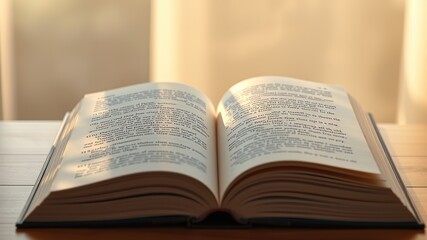 Obraz premium Illuminated Knowledge: Open Book in Morning Light