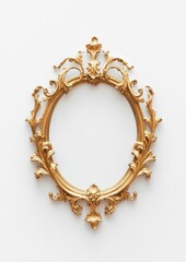 Ornamental gold oval vintage photo frame.