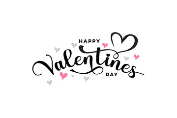 Happy Valentines Day Elegant Script, Hearts, Romantic Design