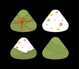 Zongzi is Chinese dish of rice with fillings wrapped in bamboo or reed leaf.