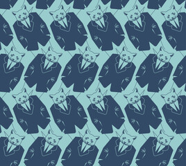 Cat businessman pattern seamless. Pet in business suit background. Animal boss texture.