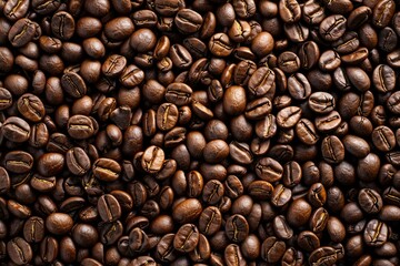Fototapeta premium Big pile of fresh roasted coffee beans. Image illustrated food for advertisement