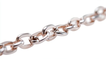 Obraz premium Close-up view of a metal chain on white background