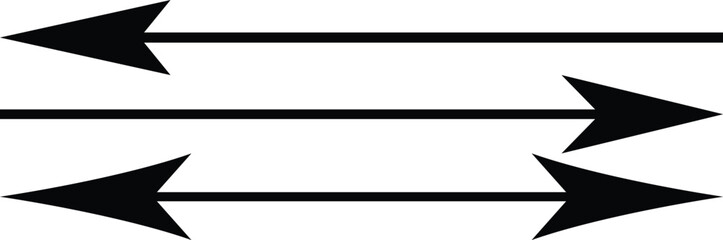 Obraz premium Three Parallel Arrows Pointing in Opposite Directions, set of arrows, arrow icons vector illustration 