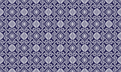 This white and  blue damask vector pattern is perfect for wallpapers, fabric pattern, luxury packaging, and classic home decor. Its seamless design adds elegance to any textile or decorative surface.
