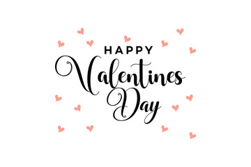 Happy Valentines Day elegant calligraphy hearts design greeting