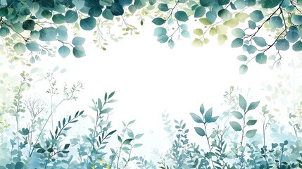 Abstract foliage frame, nature background,  decorative design,  digital art,  for posters, invitations