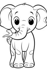 Fototapeta premium Playful baby elephant coloring page animal illustration digital art child-friendly environment front view fun concept