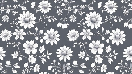 Fototapeta premium Seamless pattern with flowers and leaves. Floral background. Generated by AI