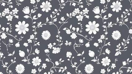 Seamless pattern with flowers and leaves. Floral background. Generated by AI