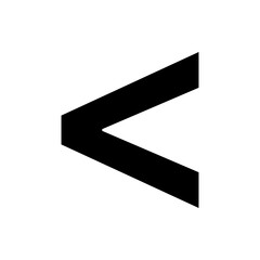 Black < less-than sign, isolated vector on transparent background