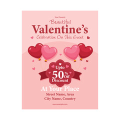Vector illustration of valentine's day flyer poster template design