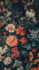 Vintage maximalist wallpaper pattern art illustration.