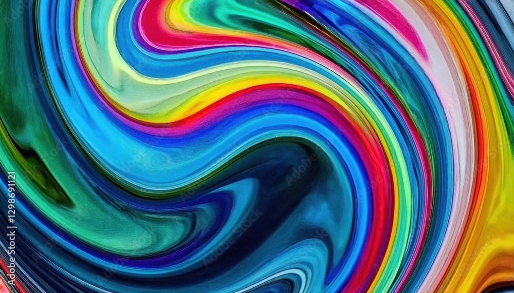 Poster vibrant abstract swirl with fluid rainbow colors and bold dynamic curves for background, print, and 