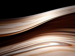 A smooth, flowing wooden surface illuminated softly against a dark background, showcasing elegant curves and natural textures.