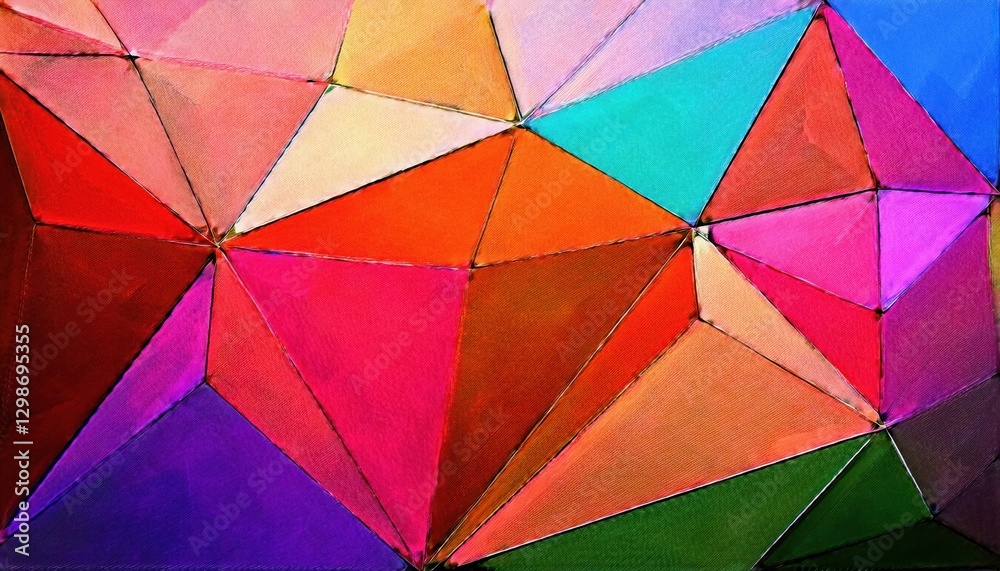Aufkleber colorful geometric abstract background with stitched polygonal textile texture, vibrant multicolor f