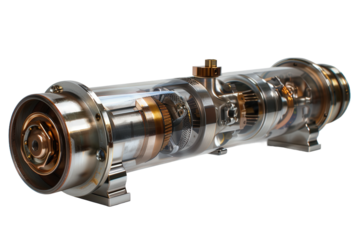 Engineered Transparency: A meticulously crafted scientific instrument with intricate internal mechanisms, showcasing precision engineering and technological innovation.