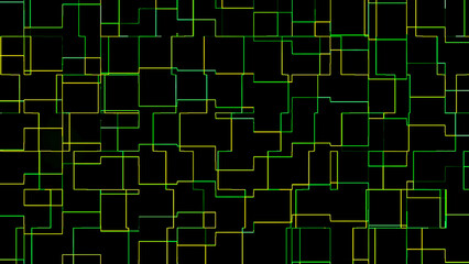 Abstract green and black digital glowing squares design background