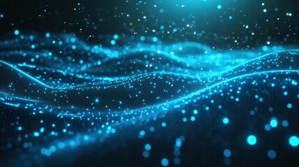 Obraz premium abstract blue particle wave background