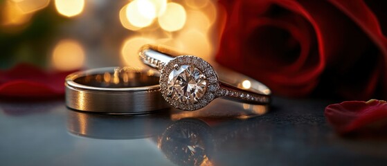 wedding rings with rose
