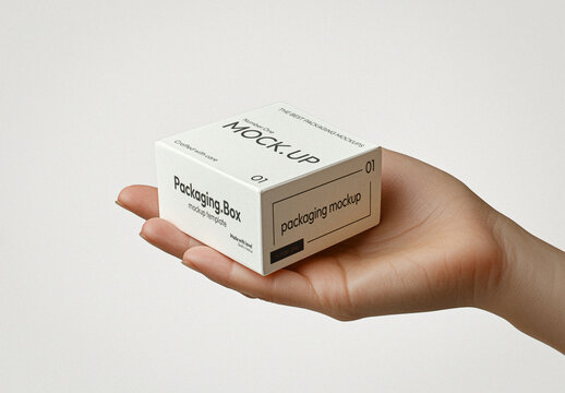 Hand Holding Box Mockup