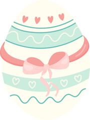 A delicate pastel-colored Easter egg tied with a beautiful bow. Ideal for greeting cards, packaging design, and festive prints.