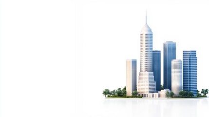Naklejka premium Modern City Skyline Model On White Background