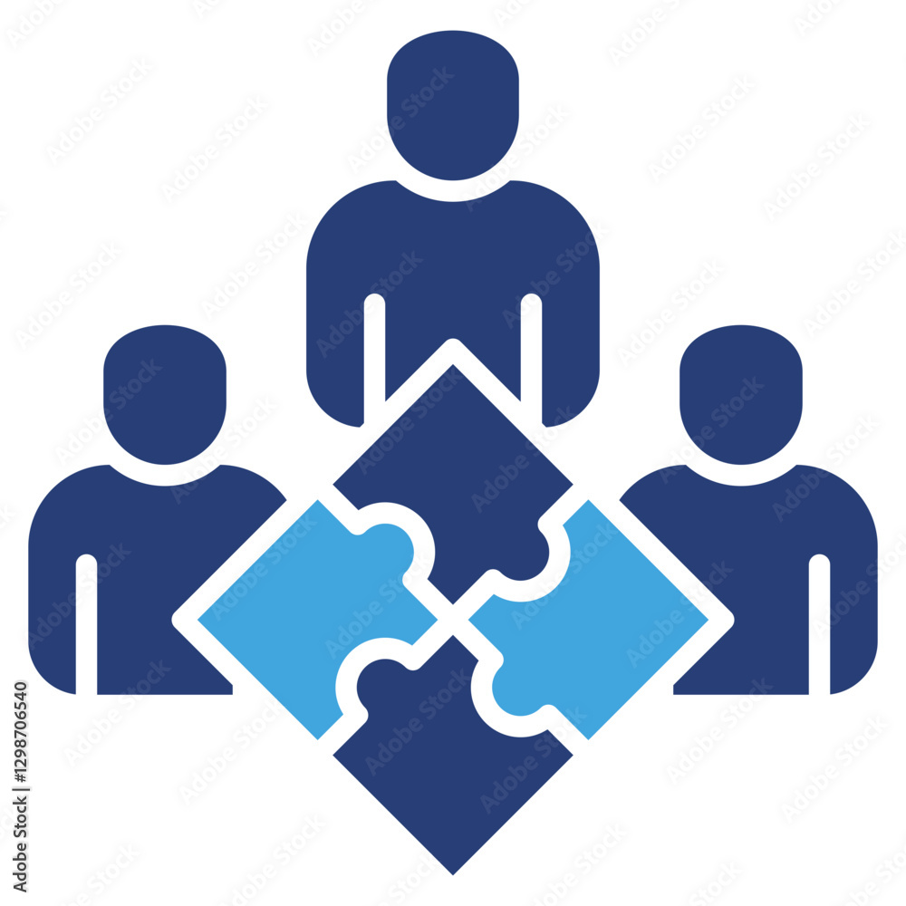 Poster team building two color icon