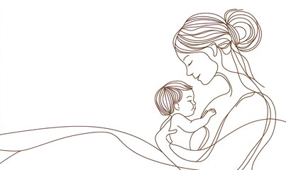 A mother's tender embrace of her newborn, a moment of pure love and serenity, depicted in elegant...
