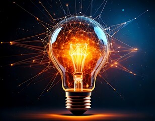 bright lightbulb with radiating connections signifies innovative ideas impacting the global network.