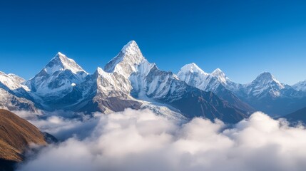 Obraz premium Majestic Himalayas Peaks Above Clouds