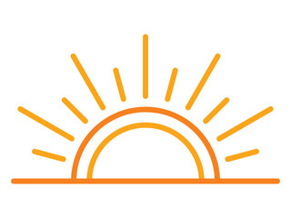 editable vector creative linear half sun glyphs symbol design illustration isolated on transparent background