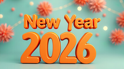 3d text New Year 2026 gold realistic rendering new year celebration	
