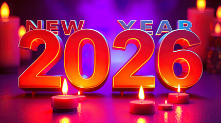3d text New Year 2026 gold realistic rendering new year celebration	
