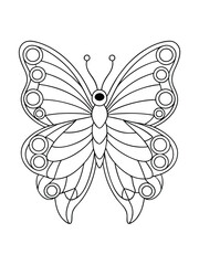 Butterfly Mandala – Nature-Inspired Adult Coloring Page on White Background