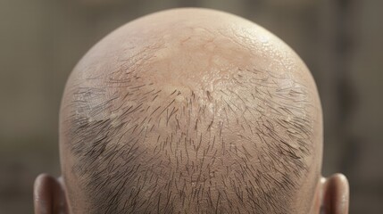 Fototapeta premium A shiny bald scalp reflecting light, symbolizing hair loss and skin texture.
