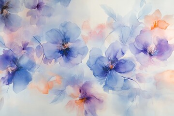 Watercolor floral pattern delicate elegant flowers.