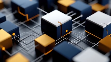Abstract Technology Background with Connected Cubes