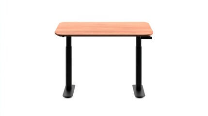 Fototapeta premium Minimalist desk design featuring wooden top and sturdy black leg