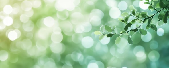 Fototapeta premium Elegant Green Leaves with Soft Bokeh Background Creating a Serene and Tranquil Atmosphere for Nature-Themed Designs and Projects