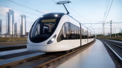 Naklejka premium Modern Electric Train, High-Speed Rail Travel